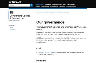 Screenshot of GSE governance page