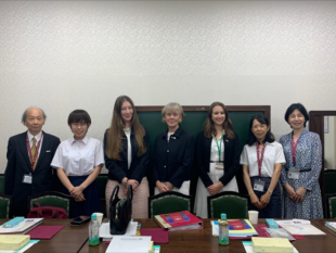 Visit to Ochanomizu University Girls' Senior High School in Tokyo (Angela middle, me to the right)