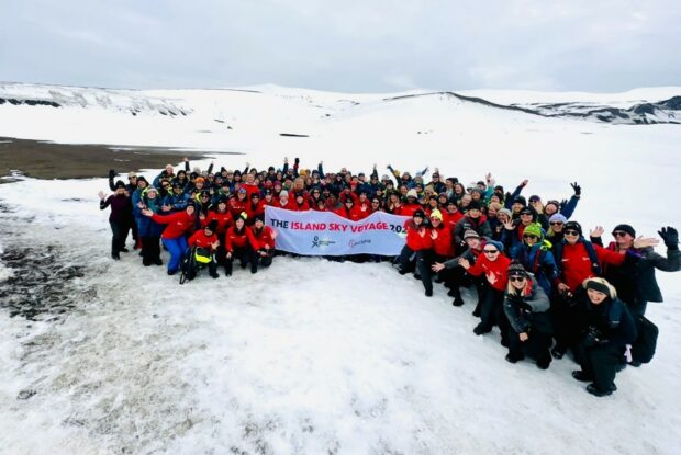 Our cohort on the ice at Deception Island, in Antarctica 2023